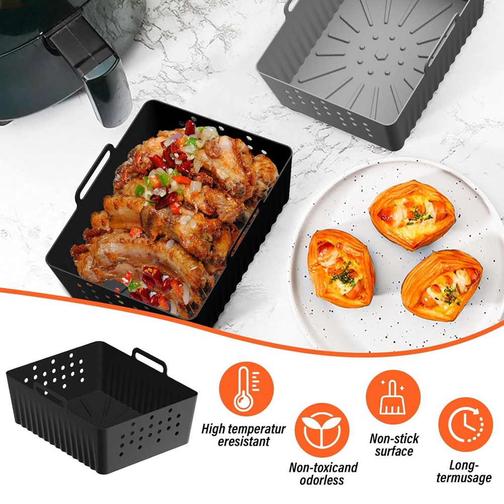 NEW HOT In Stock-2PCS Air Frye - Air Fryer Silicone Pot Liner recension och pris